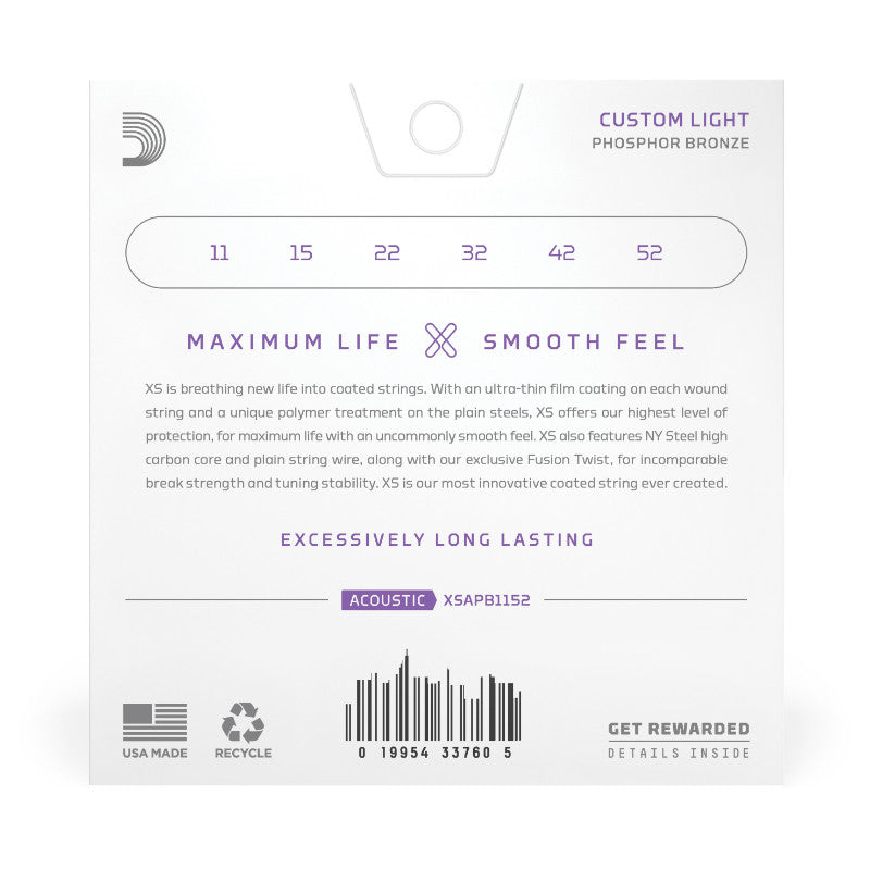 D’Addario XS Phosphor Bronze 011–052 Acoustic Guitar Strings