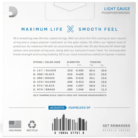 D’Addario XS Phosphor Bronze 012–053 Acoustic Guitar Strings