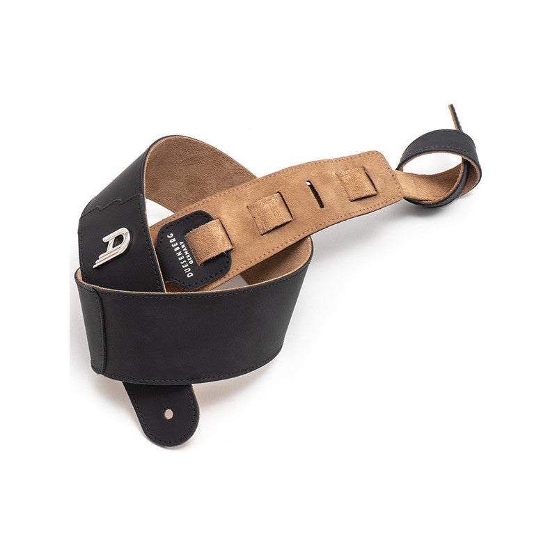 Duesenberg 3-Step Extra-Long Leather Guitar Strap, Black